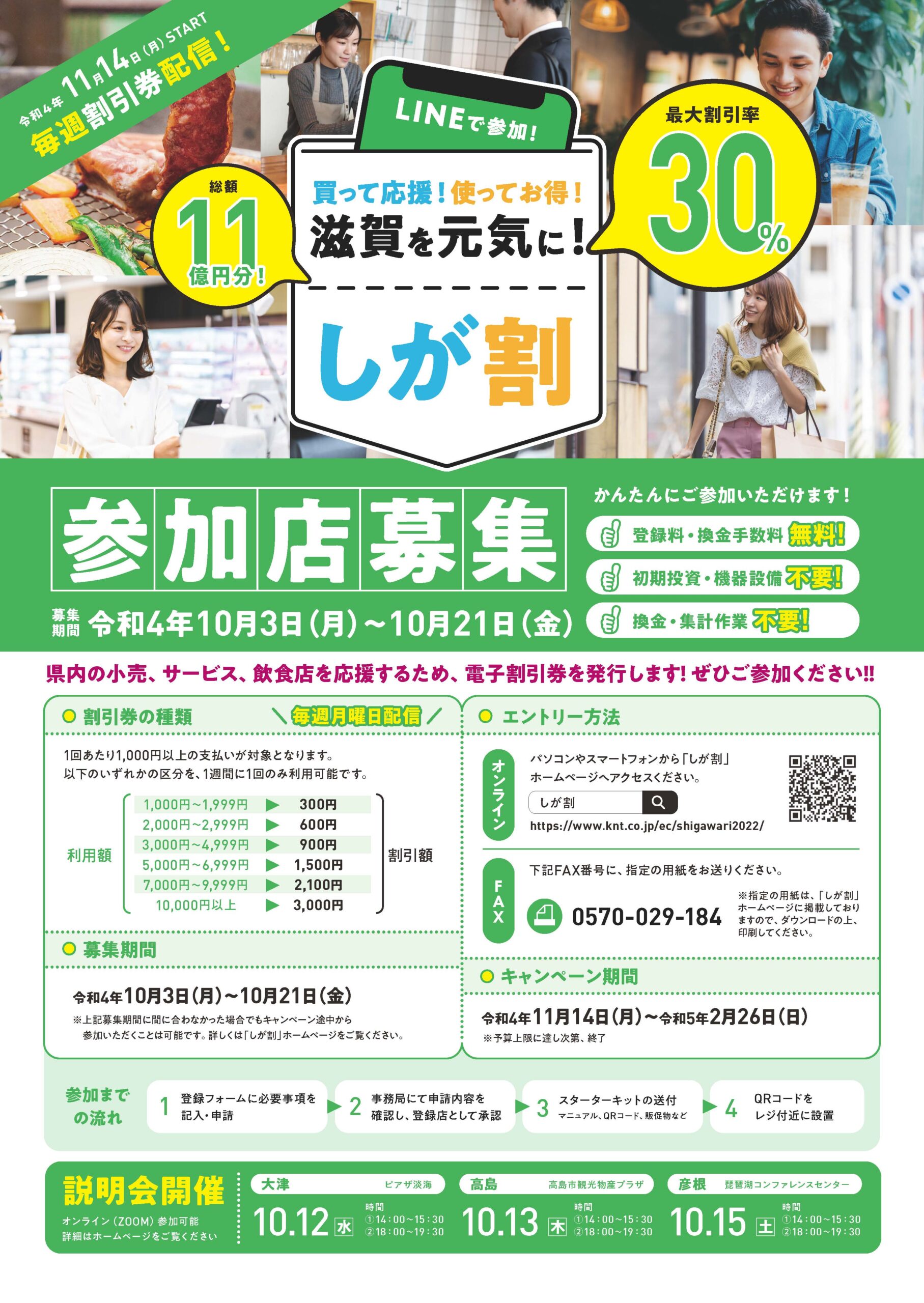 滋賀県からのお知らせ】しが割キャンペーン参加店舗募集について